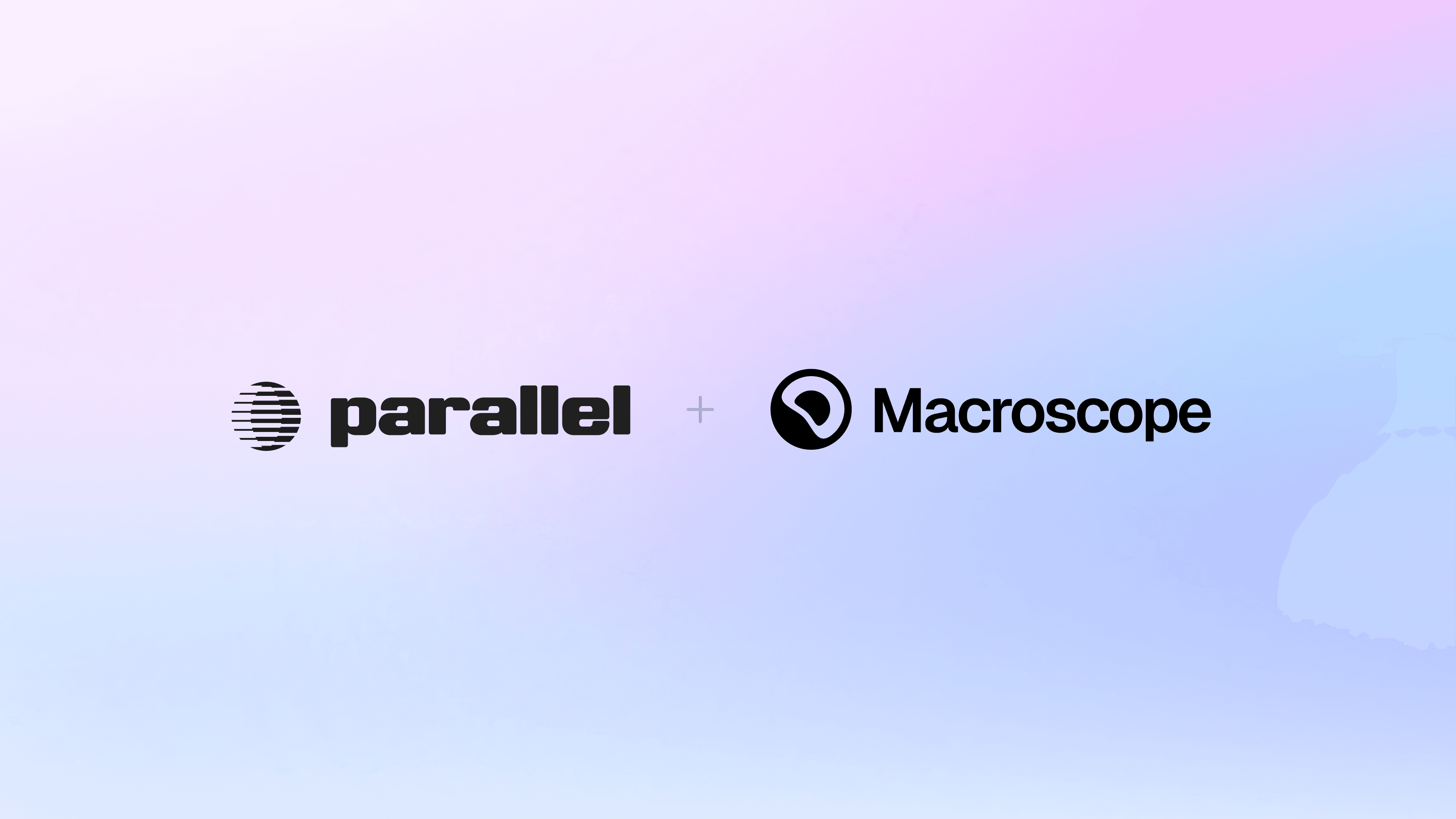 Parallel logo + Macroscope logo on a gradient background