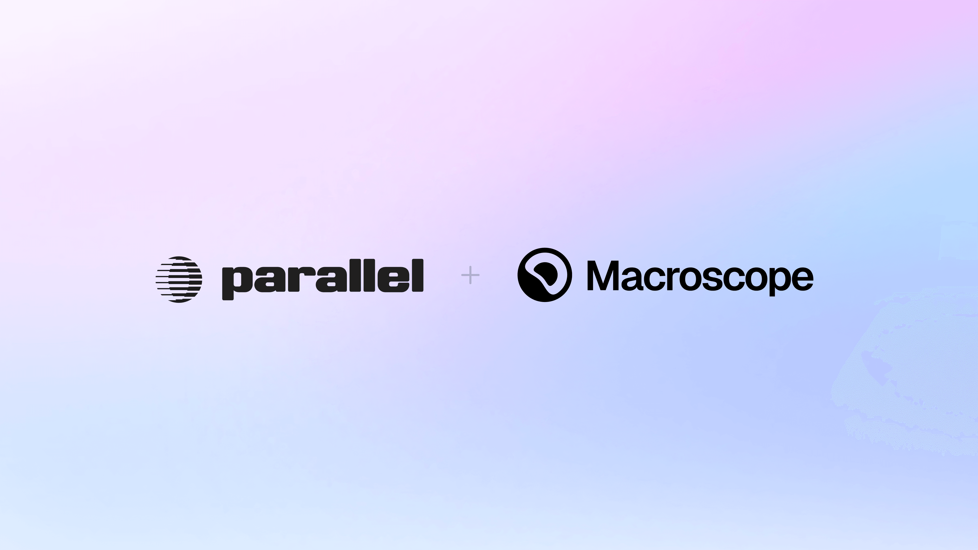 Parallel logo + Macroscope logo on a gradient background